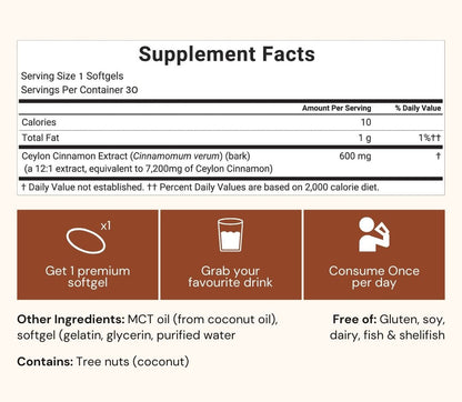 Ceylon Cinnamon 7200mg Equivalent with MCT Oil